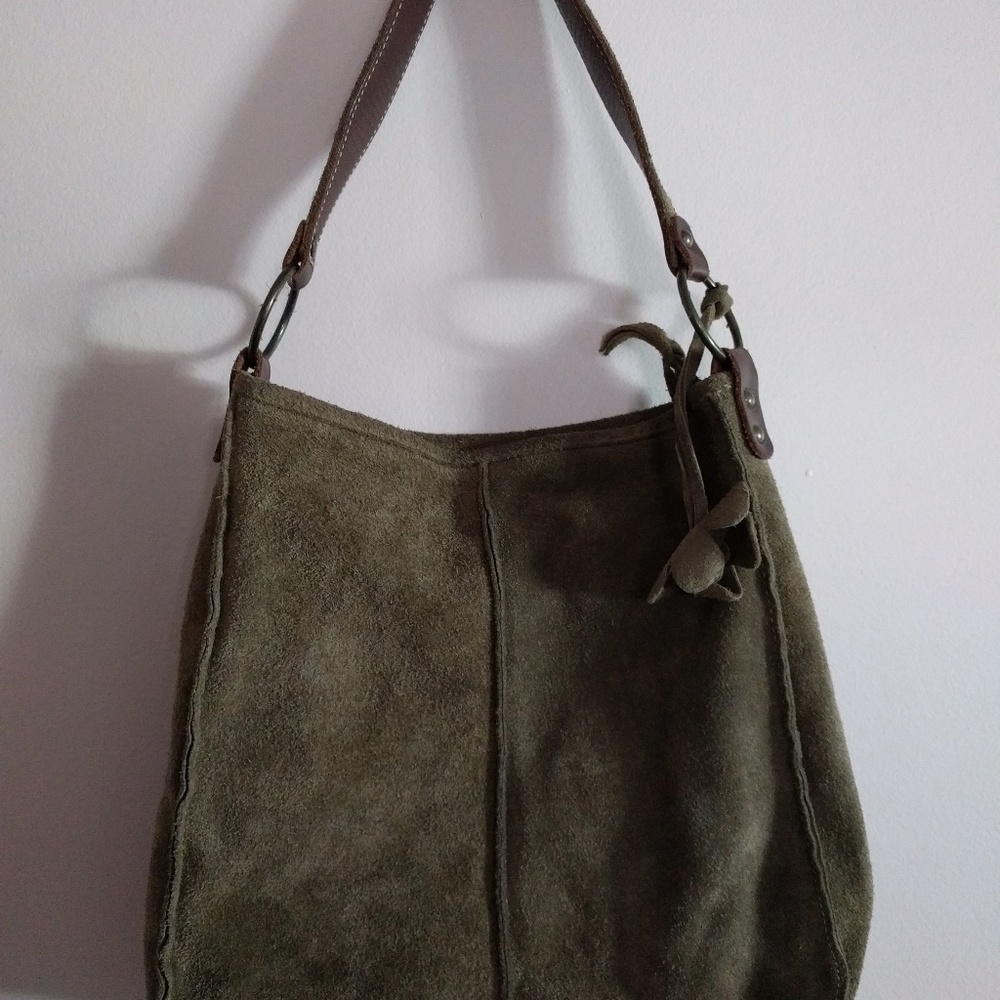 Khaki suede purse